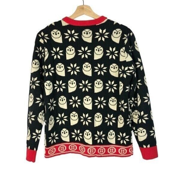 Boutique Black & White Owl Printed Crewneck Pullover Sweater XS - Picture 2 of 4
